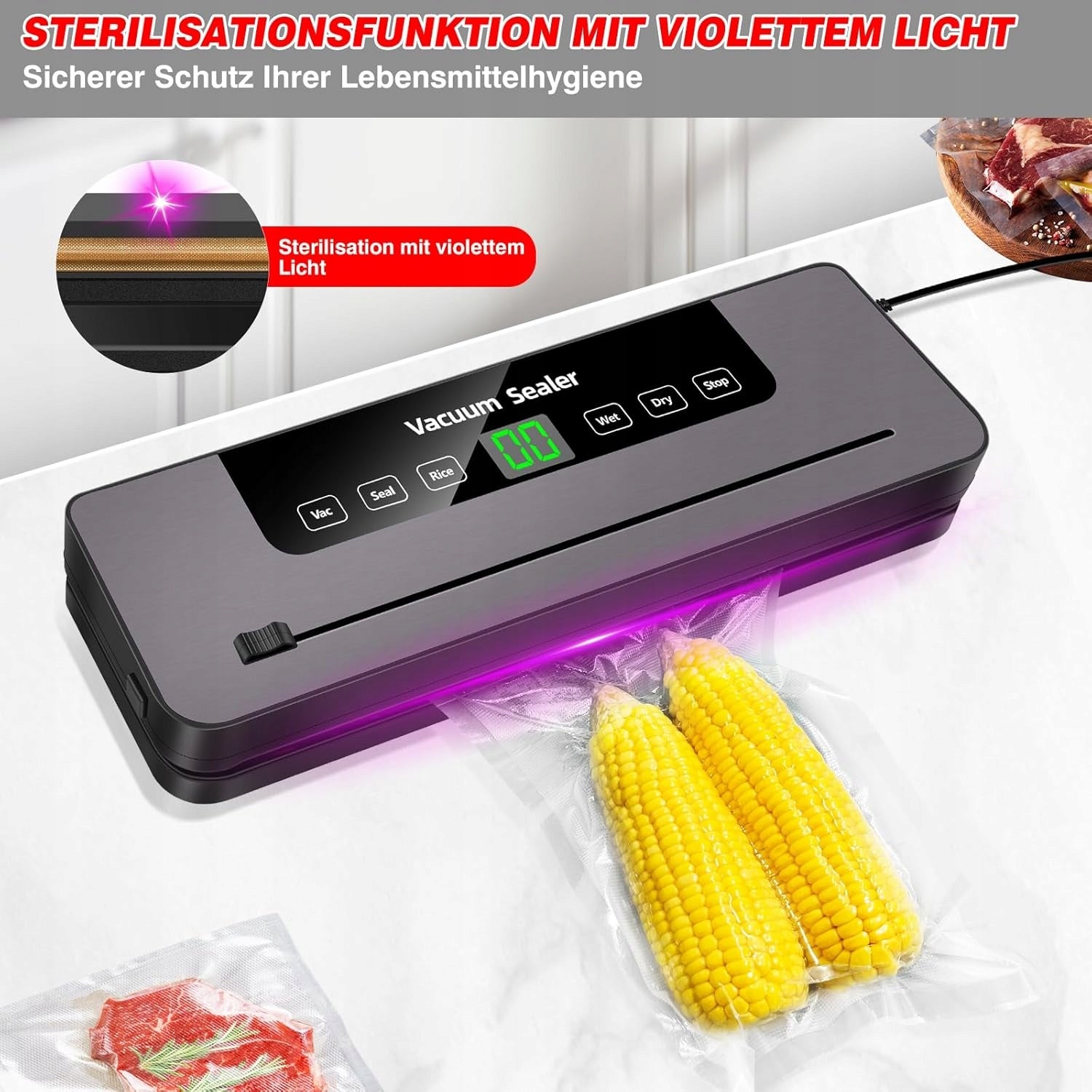 VACUUM SEALER FOR FOOD + 10 BAGS Manufacturer code ELEKTRYCZNA ZGRZEWARKA PRÓŻNIOWA