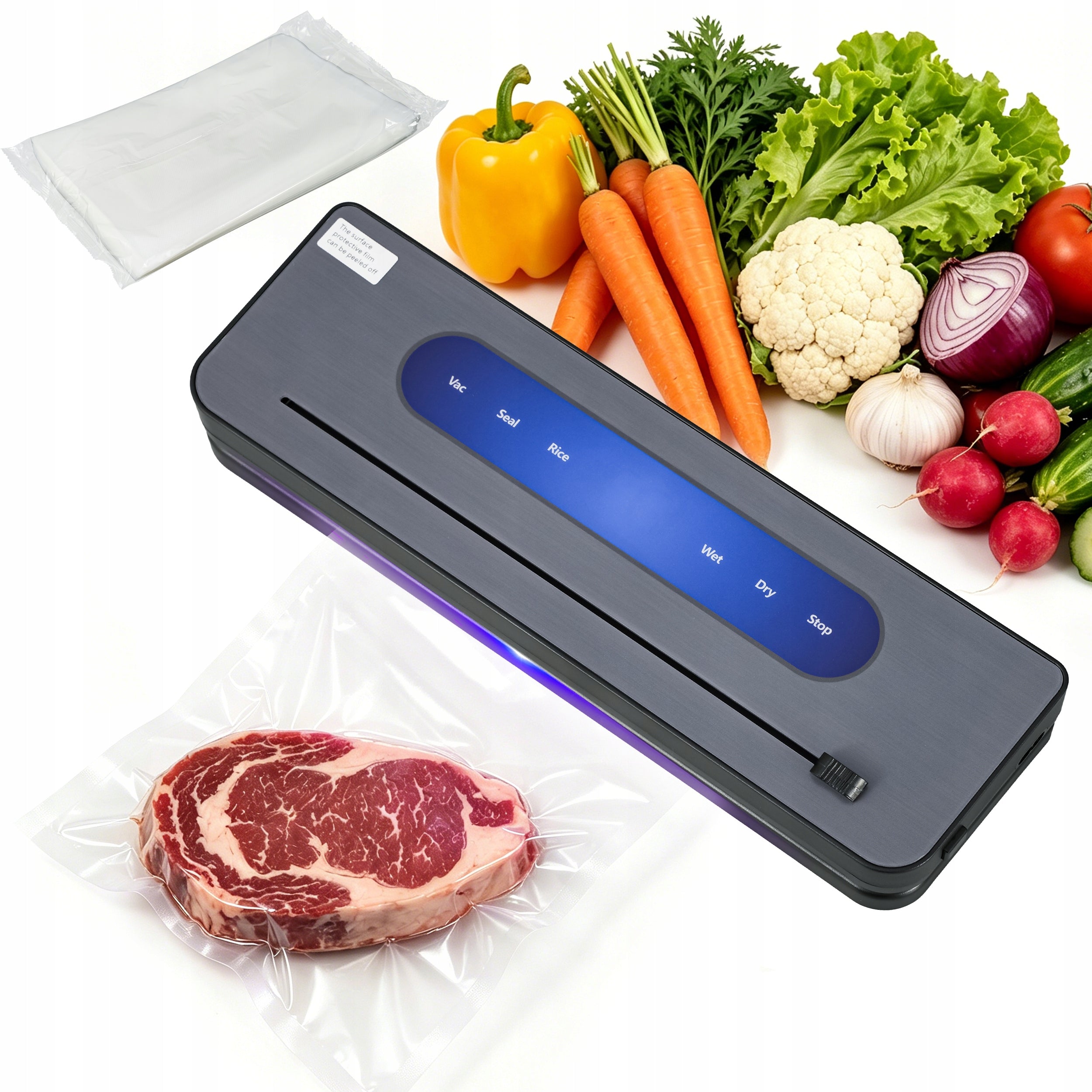 VACUUM SEALER Food PACKAGING MACHINE UV Disinfection KNIFE + 50 BAGS