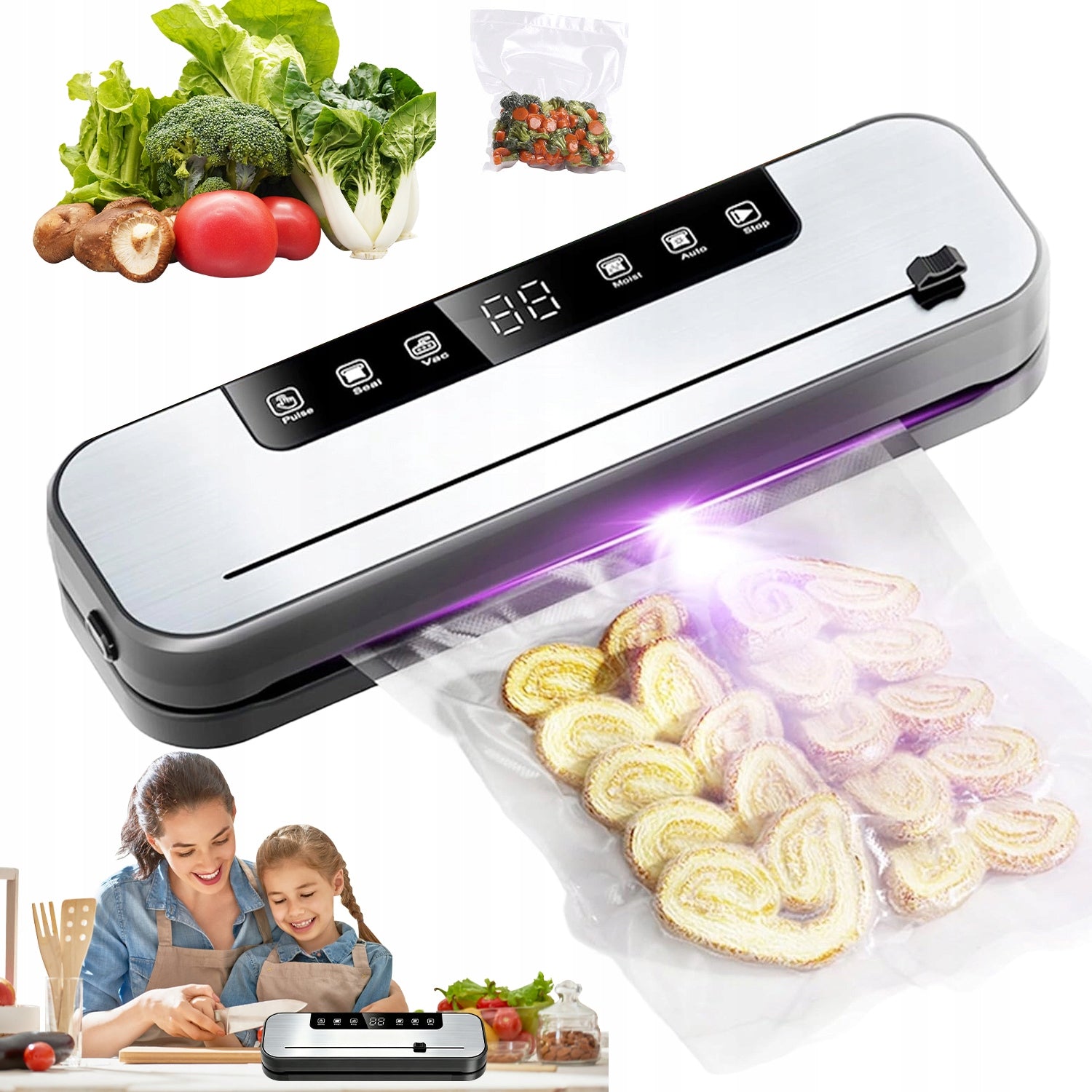 VACUUM SEALER LCD TIMER AUTOMATIC MODES 50 BAGS