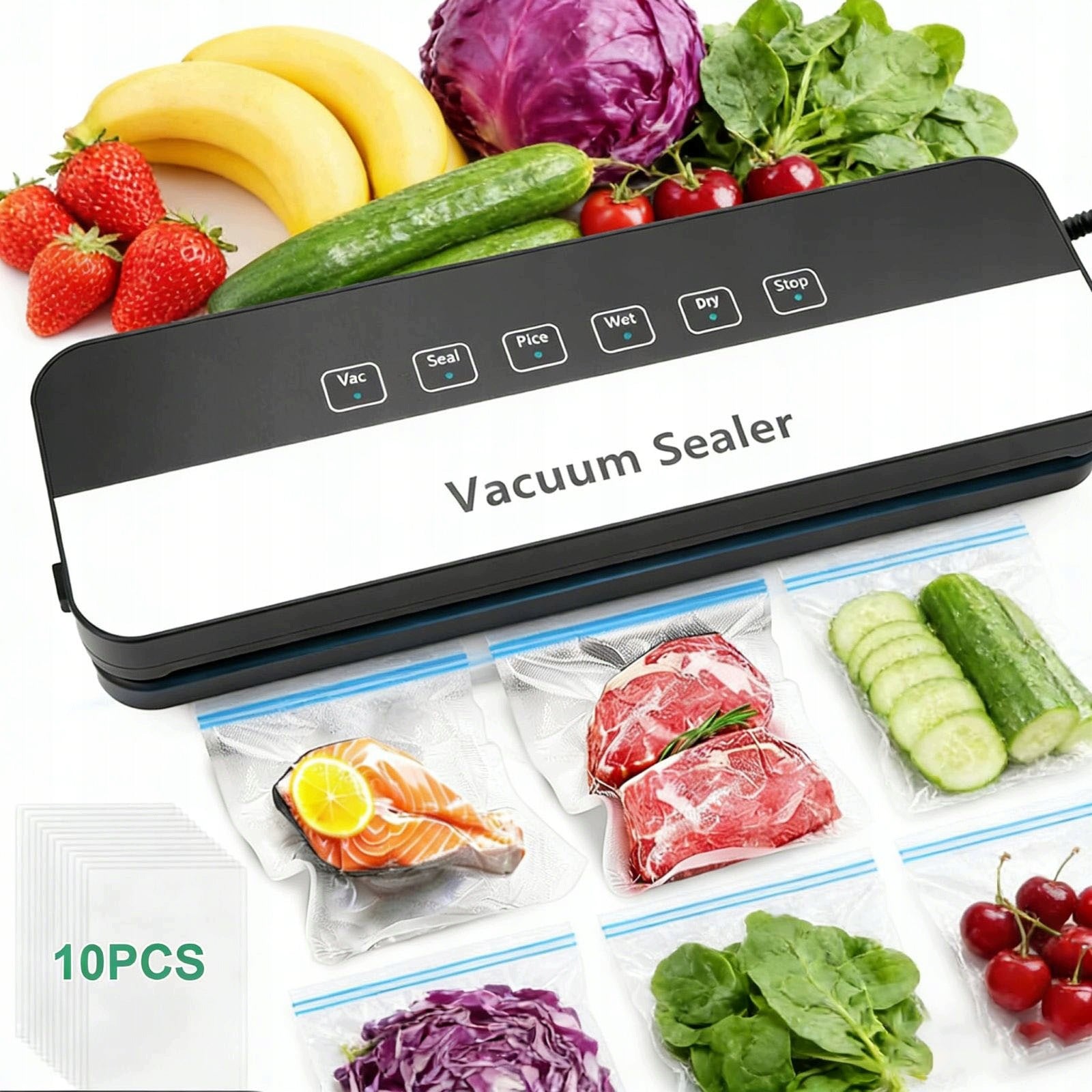 VACUUM SEALING MACHINE For Food PACKAGING MACHINE WITH 120W+10 XXL BAG
