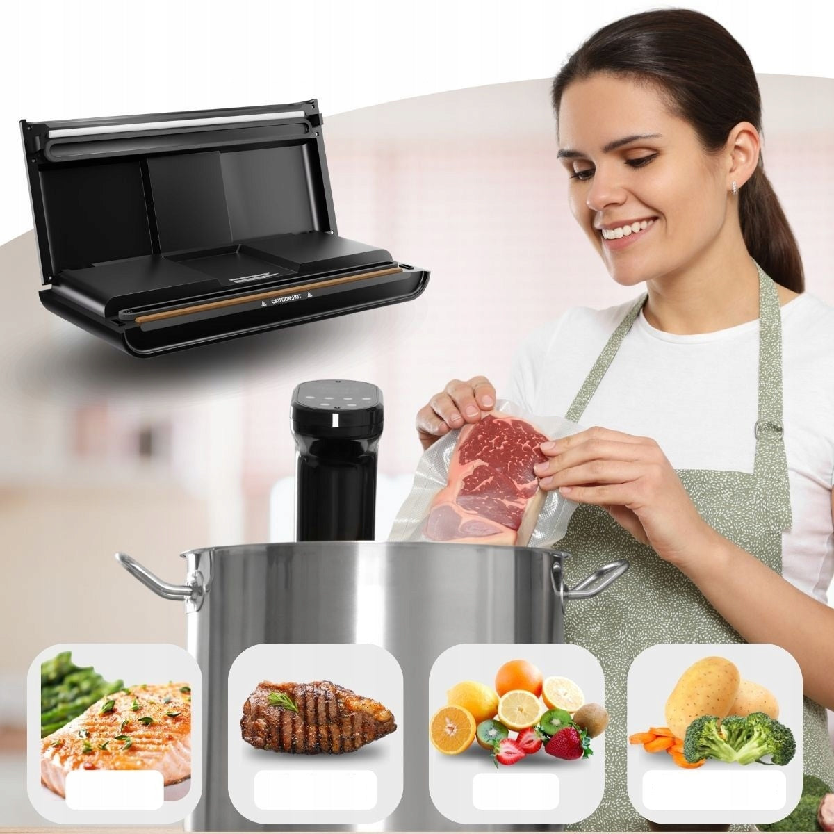 VACUUM WELDING MACHINE AUTOMATIC FOOD PACKAGING MACHINE + FOILS Manufacturer code PC-VK 1080