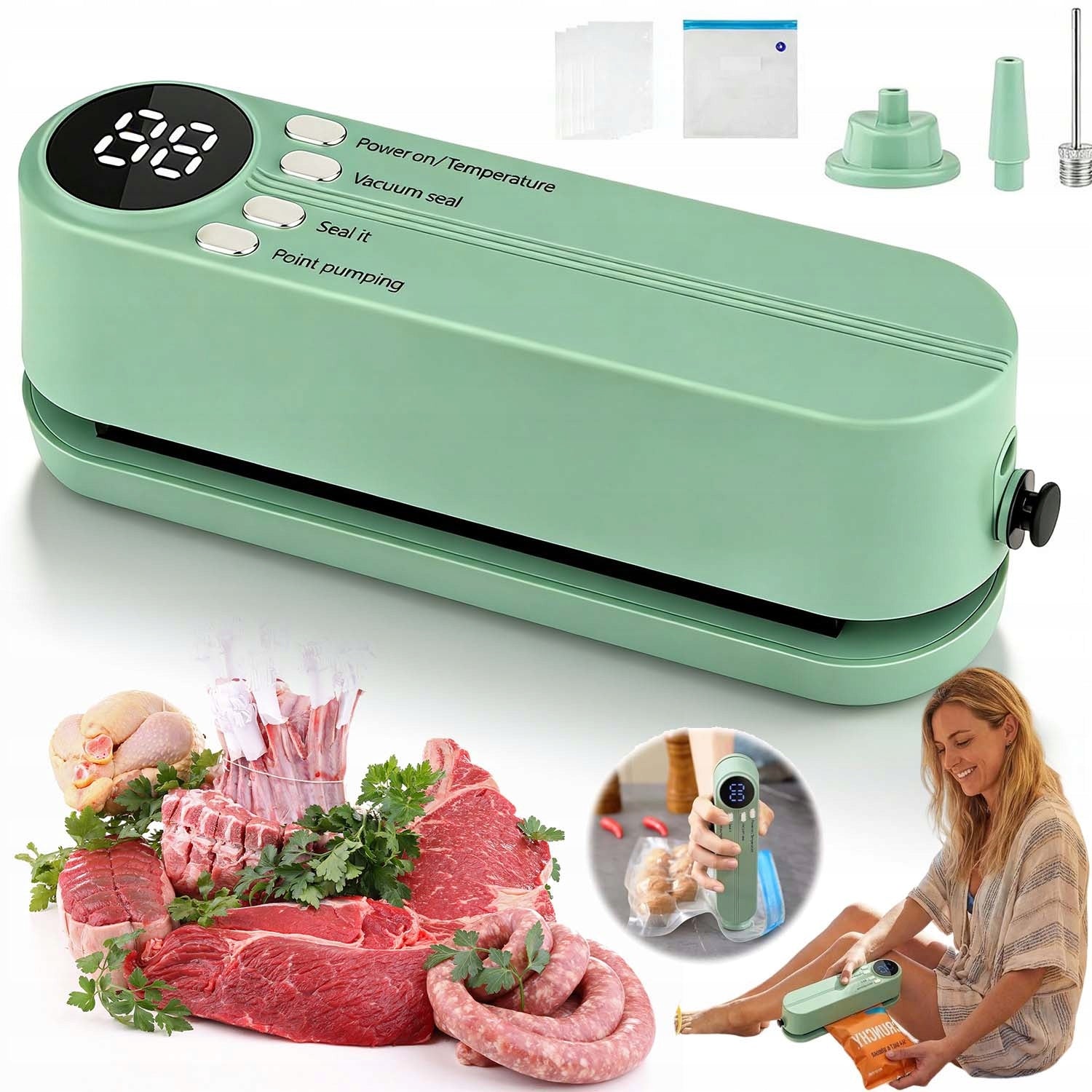 VACUUM WELDING MACHINE AUTOMATIC KITCHEN SET LED INDICATOR + 5 BAGS