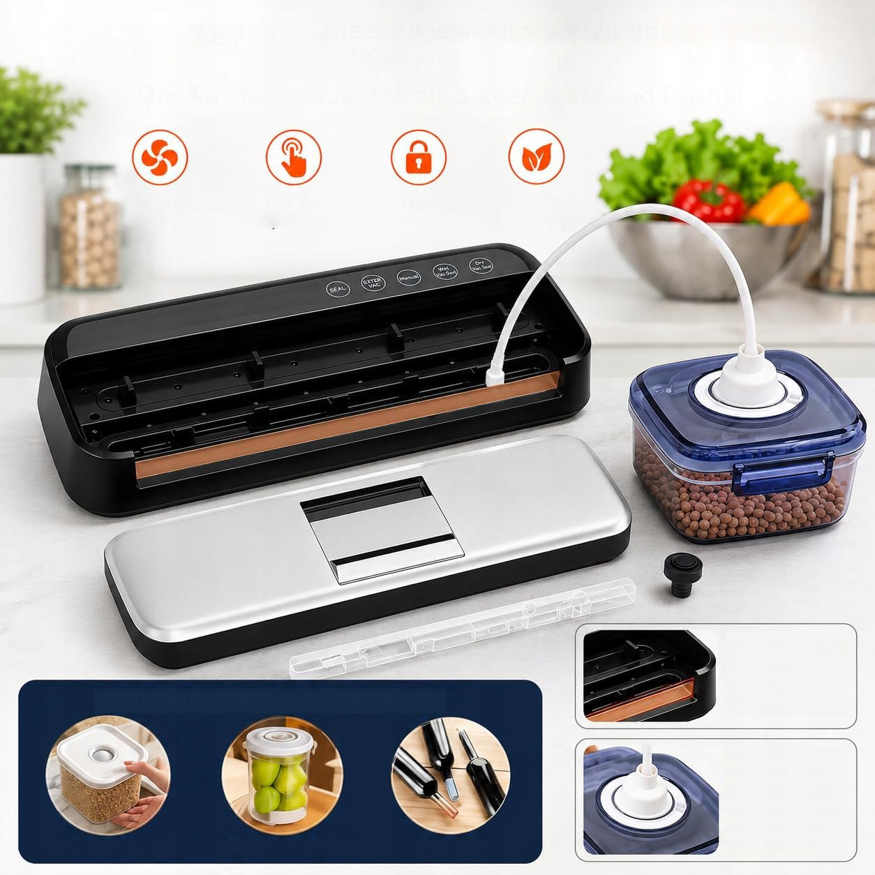 VACUUM WELDING MACHINE FOOD FILM PACKAGING MACHINE 85KPA - 5 MODES Dominant color black