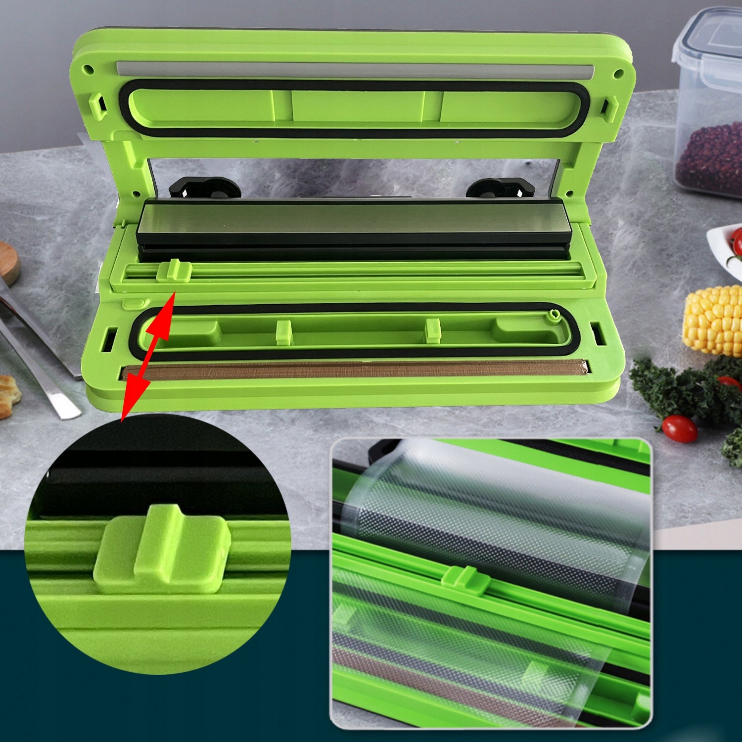 VACUUM WELDING MACHINE FOOD WITH ROLL-UP SHAFT 110W EAN (GTIN) 723884712417