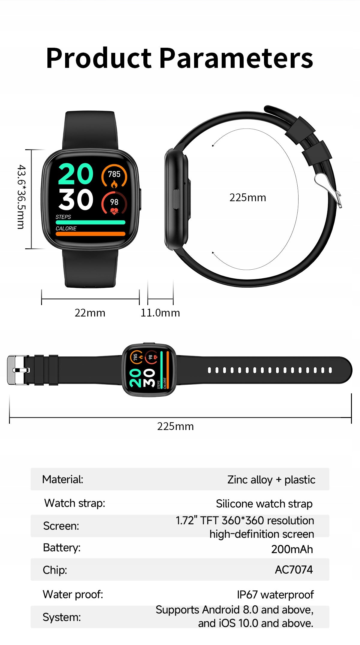 VALDUS VS17 Smartwatch bleck unisex Packaging status original