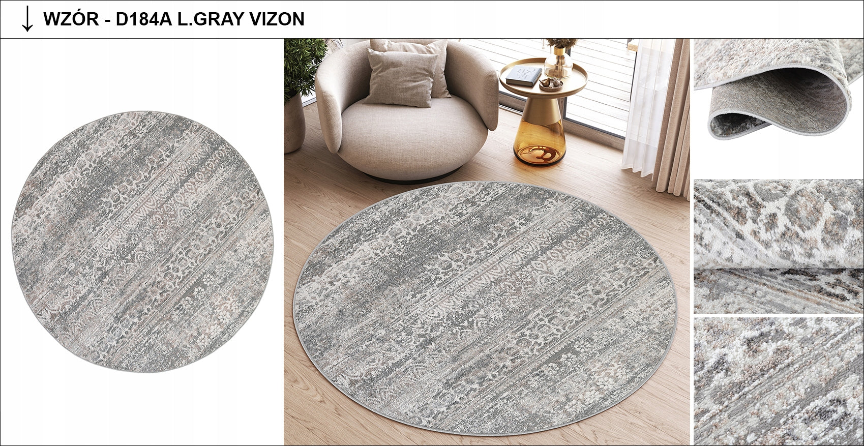 VALLEY carpet 120x120 Circle Two-level Fashionable Modern Elegant Vintage Kind with short hair