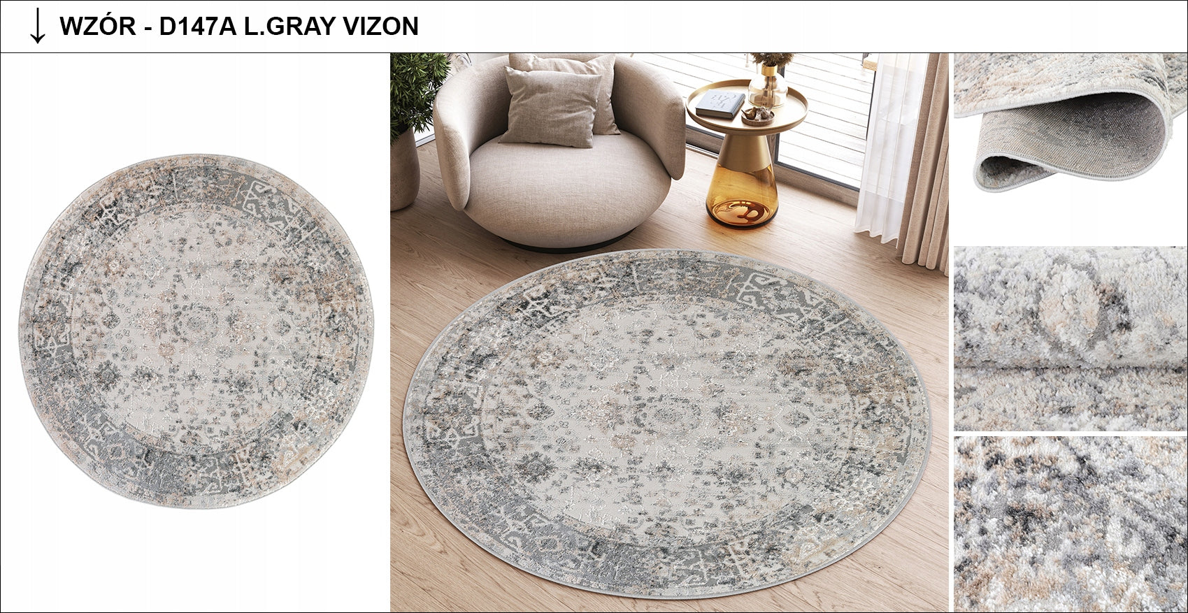 VALLEY carpet 160x160 Circle Two-level Fashionable Modern Elegant Vintage Manufacturer code Dywan VALLEY Koło Dwupoziomowy Vintage