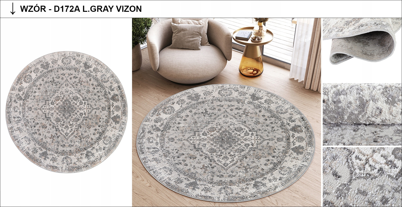 VALLEY carpet 160x160 Circle Two-level Fashionable Modern Elegant Vintage Thickness 9 mm