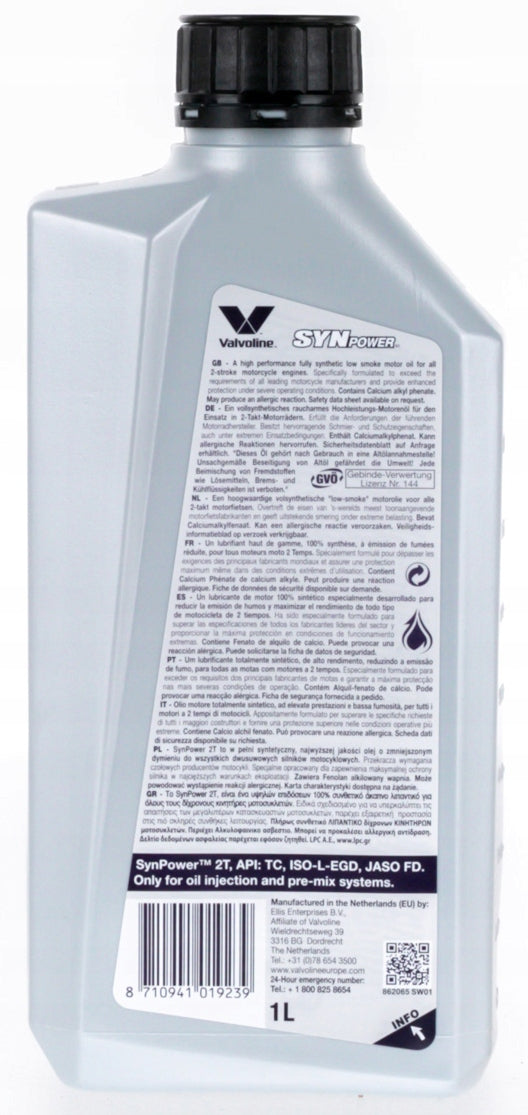 VALVOLINE 2T 1L SYNPOWER EAN (GTIN) 8710941019239