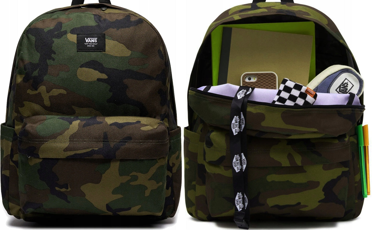 VANS SCHOOL BACKPACK OLD SKOOL CLASSIC REALM GREEN CAMO Packaging status original
