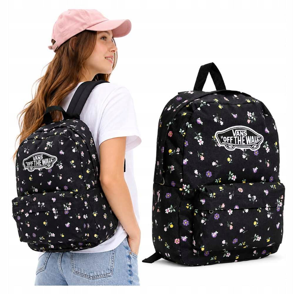 VANS school backpack Old Skool Classic black floral black with flowers