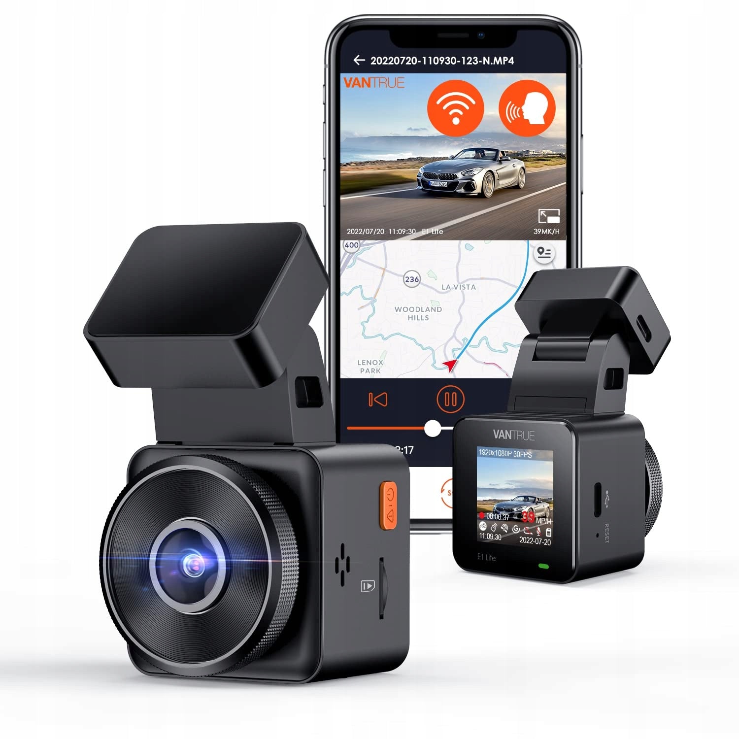 VANTRUE E1 Lite Mini Car Camera WiFi 1080P HDR GPS Night Vision