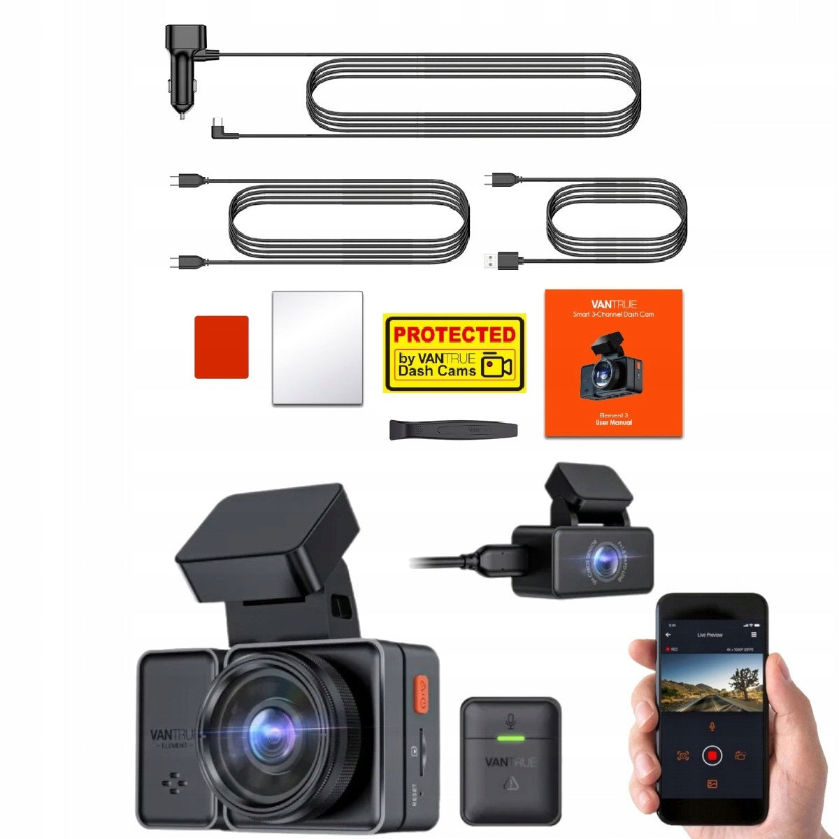 VANTRUE E2 RECORDER 2CH 1440P 2.5'' FRONT/REAR