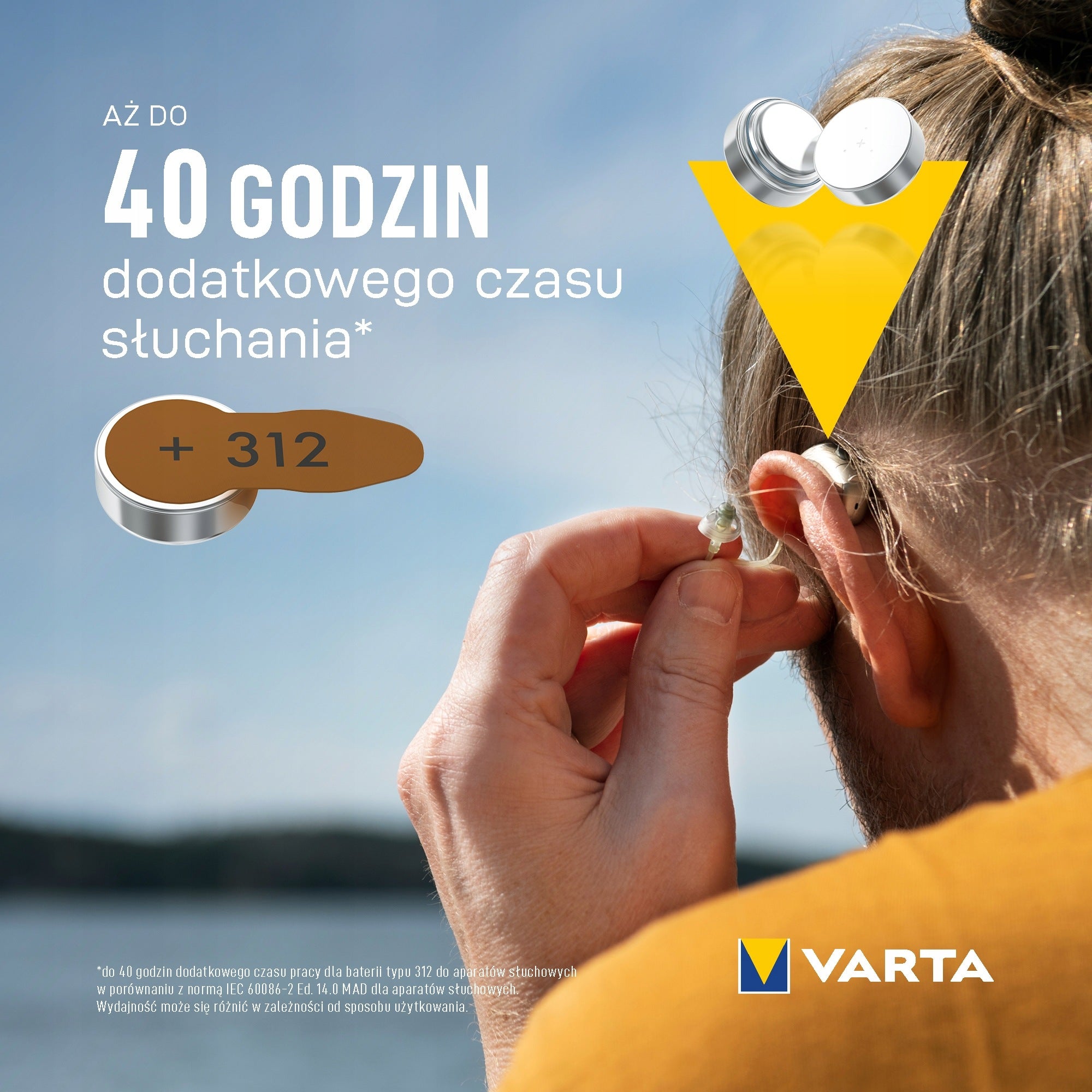 VARTA T312 PR41 Rechargeable Hearing Aid Battery Mercury Free 1.45V 6pcs Medical device no