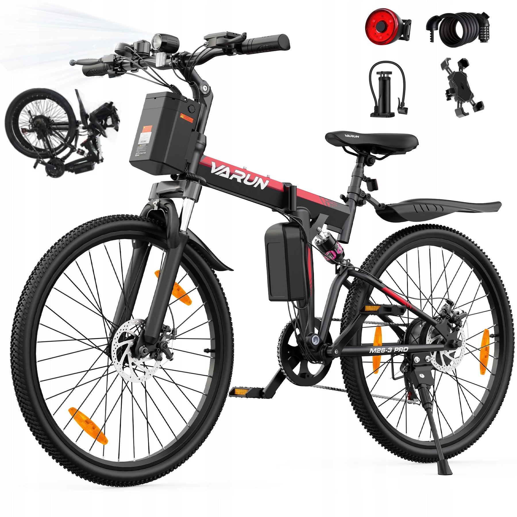 VARUN Folding men's mountain bike 26*1,95" 48V 250W