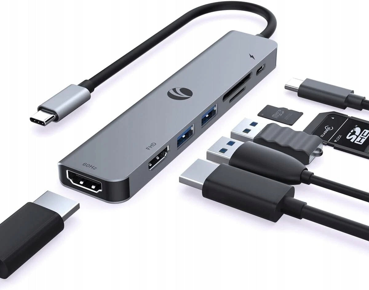 VCOM HUB USB-C 7IN1 DOCKING STATION 2X HDMI 4K 1080P USB 3.0 PD 100W