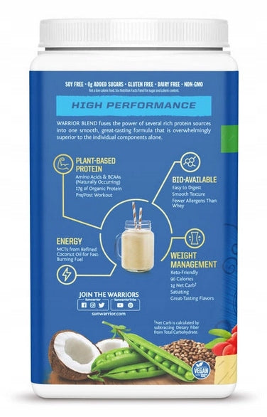 VEGAN PROTEIN SUNWARRIOR 375g WARRIOR BLEND VANILLA PEAS GOJI HEMP Expiration date at least six months from the date of purchase