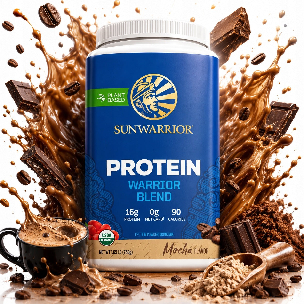 VEGAN PROTEIN SUNWARRIOR 750g WARRIOR BLEND COFFEE PEAS GOJI HEMP