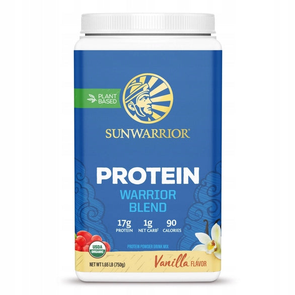 VEGAN PROTEIN SUNWARRIOR 750g WARRIOR BLEND VANILLA PEAS GOJI HEMP Expiration date at least six months from the date of purchase