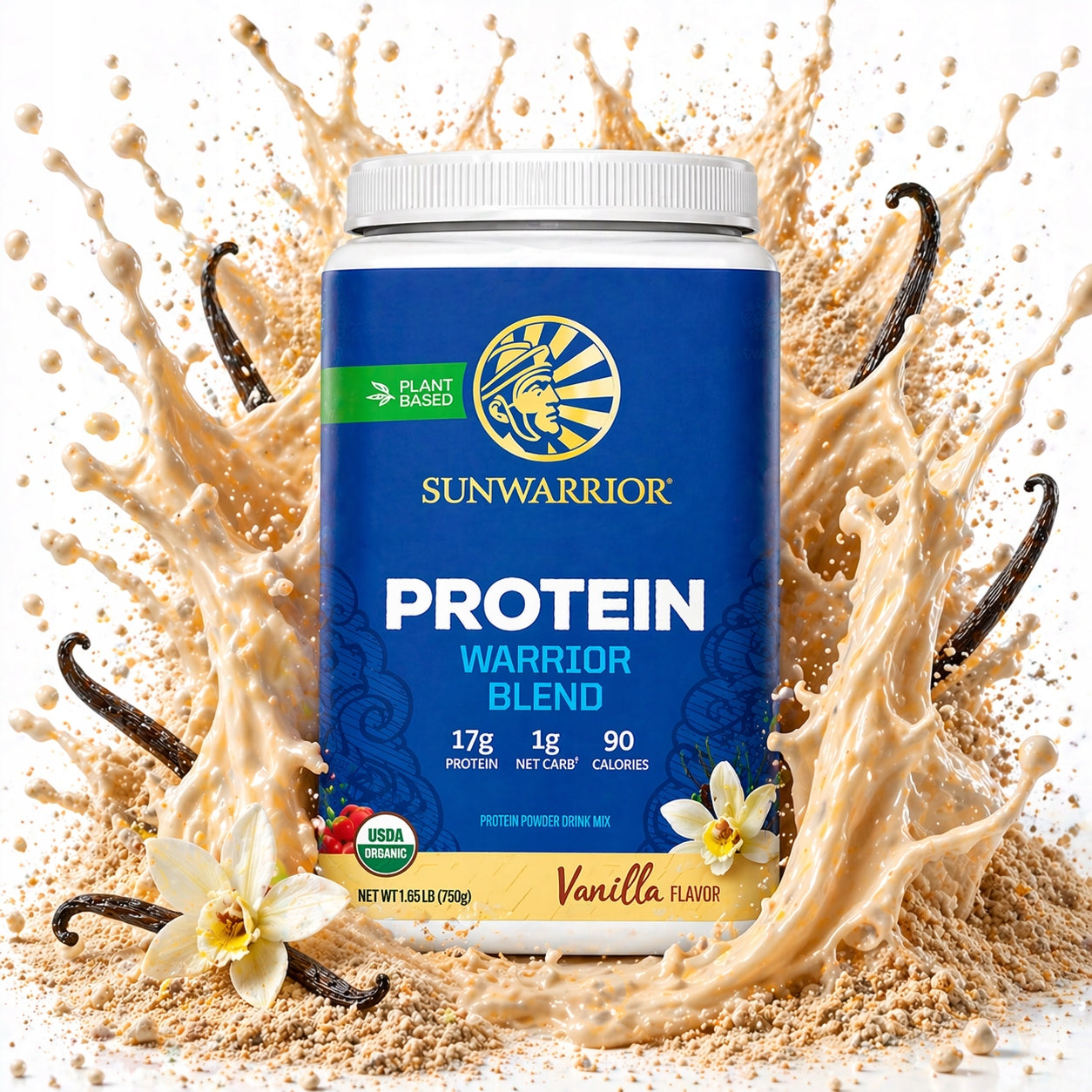 VEGAN PROTEIN SUNWARRIOR 750g WARRIOR BLEND VANILLA PEAS GOJI HEMP Packaging status original