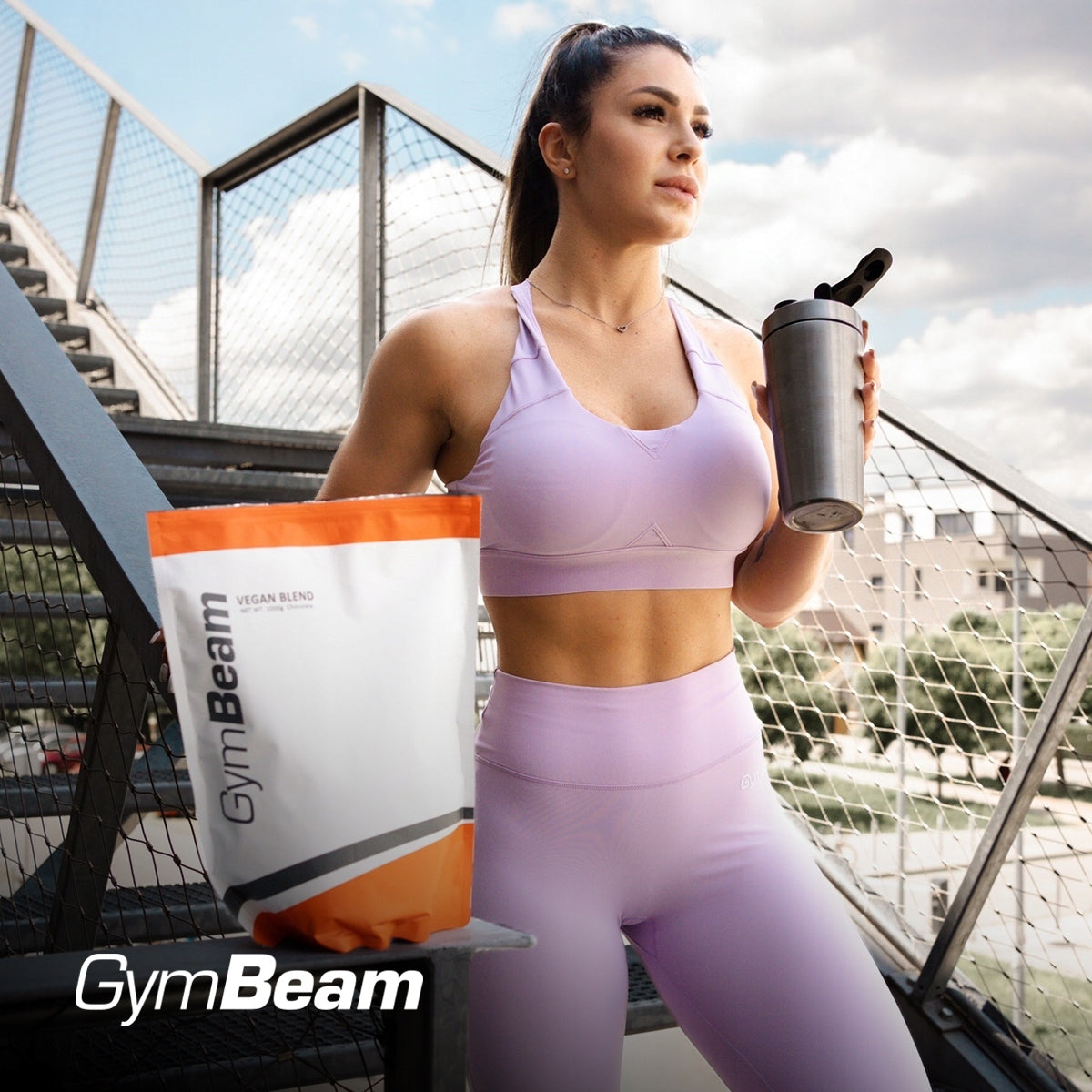 VEGAN PROTEIN VEGETARIAN MUSCLES AMINO ACIDS EEA BCAA GymBeam 1000g banana Packaging status original