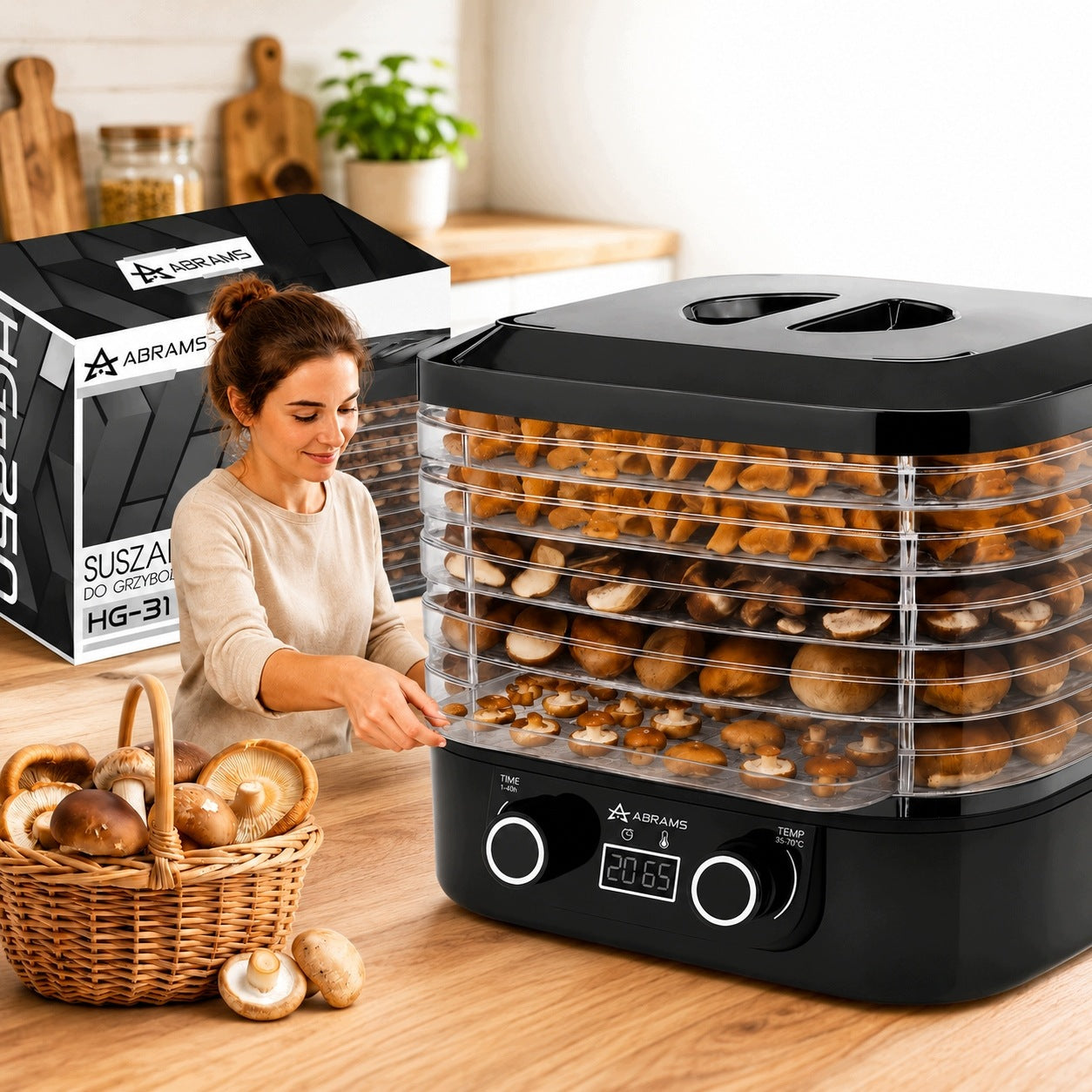 VEGETABLE AND FRUIT MUSHROOM DRYER 400W TIMER TEMPERATURE CONTROL 5 SIEVES