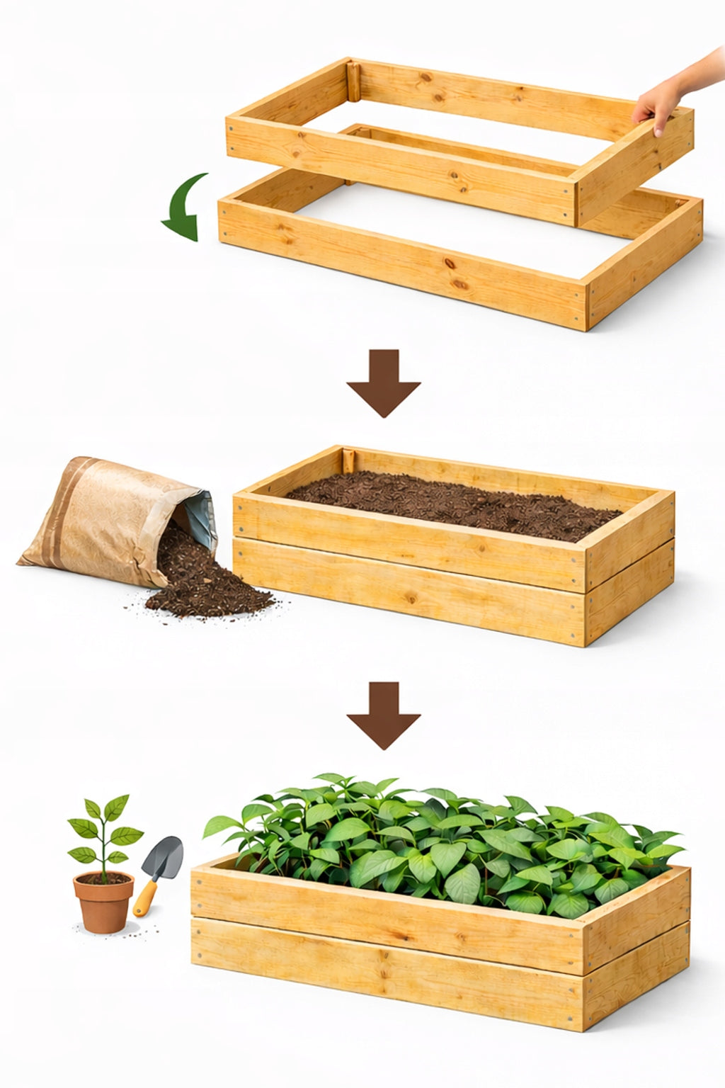 VEGETABLE Crate Vegetable Inspection Raised Bed 120x60x18cm Product width 60 cm