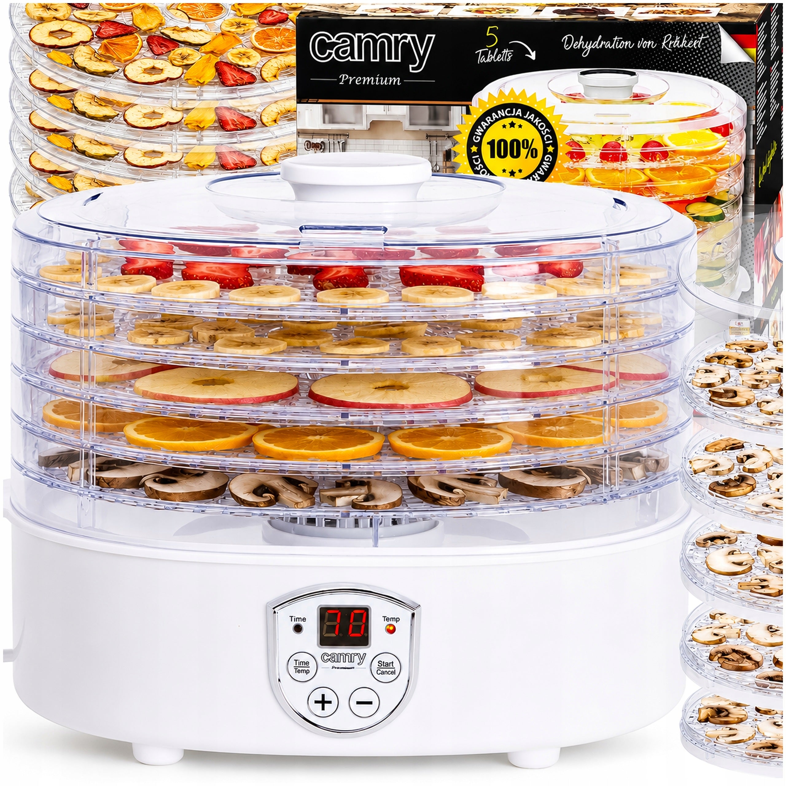 VEGETABLE FRUIT MUSHROOM DRYER FOOD THERMOCOUPLE TIMER STRONG 550W