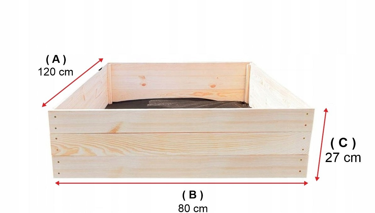 VEGETABLE GARDEN CHEST PLANTER 80x120 HIGH INSPECTION + NONWOVEN FABRIC Manufacturer code Podwyższona Grządka Drewniana Rabata