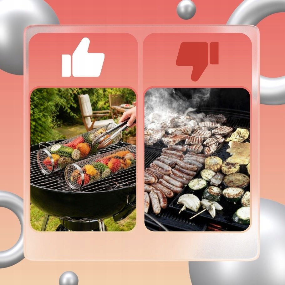 VEGETABLE GRILLING BASKET ROTATING GRILL CAGE STAINLESS STEEL 9x20cm Manufacturer code 5905943045376