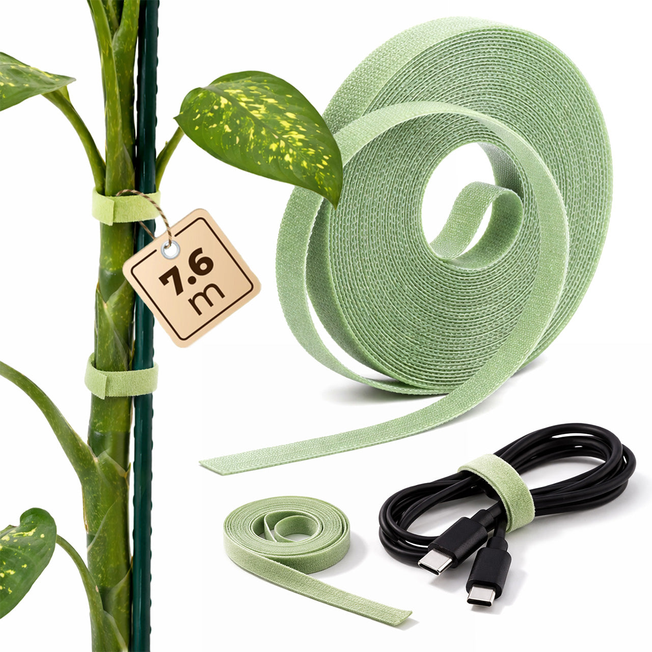 VELCRO BAND PLANT CABLE ORGANIZER 760cm STRONG FOR CUTTING TAPE 7,6m 12mm