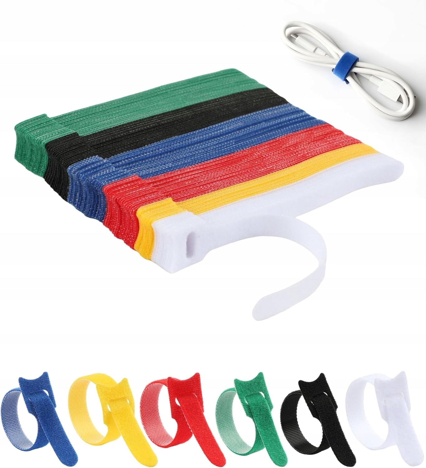 VELCRO BANDS FOR CABLES 100 PCS COLORFUL MULTIPLE ORGANIZER