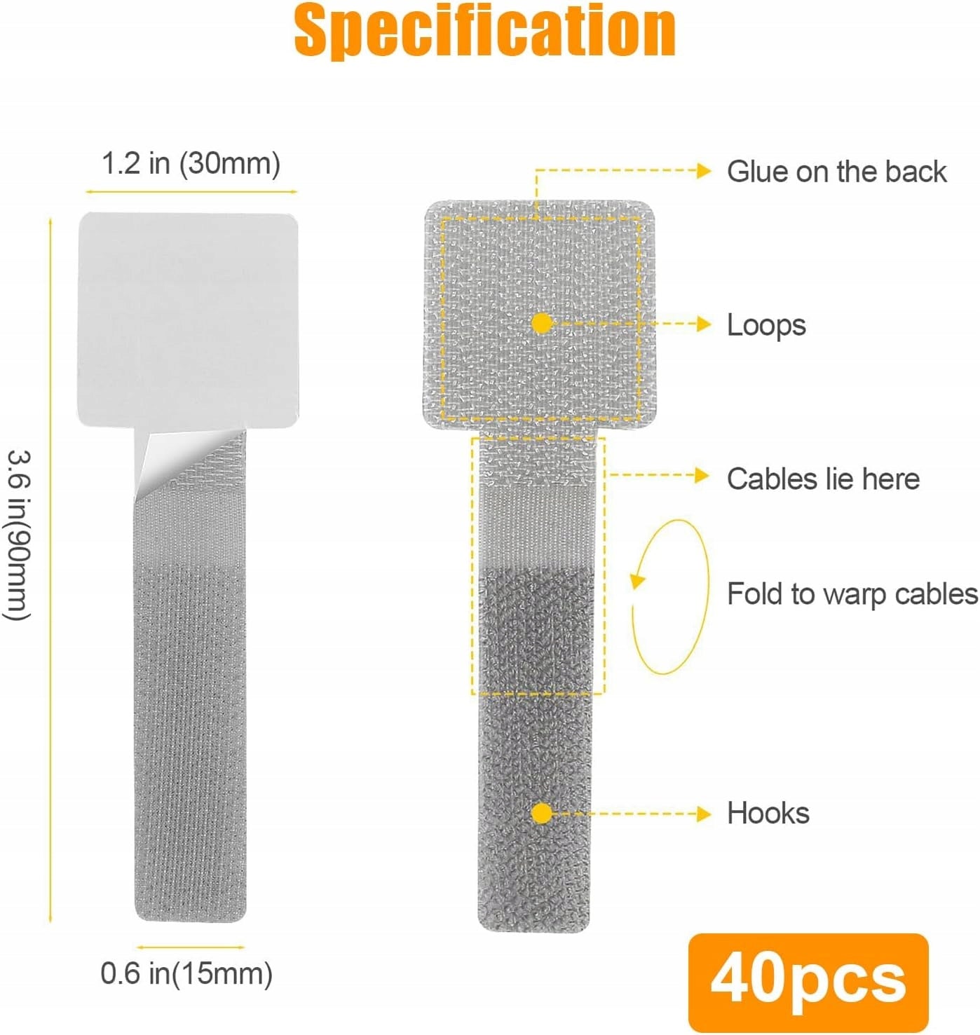 VELCRO FOR ORGANIZING CABLES ORDER UNDER THE DESK TV CABINET DURABLE x40 EAN (GTIN) 0099876535136