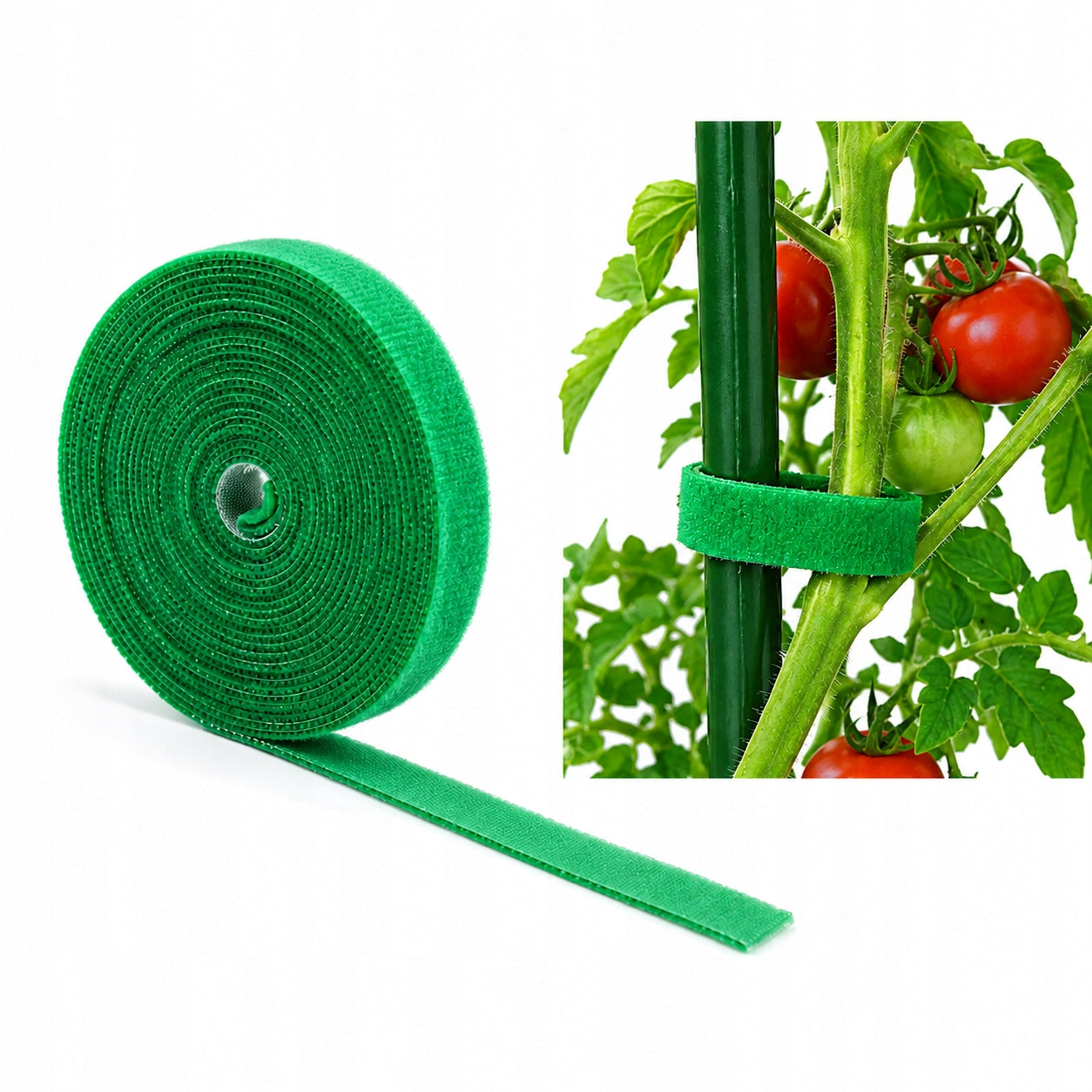 VELCRO PLANT TAPE FOR LIGATING STRONG ROLL 2M GREEN VELCRO TOMATOES