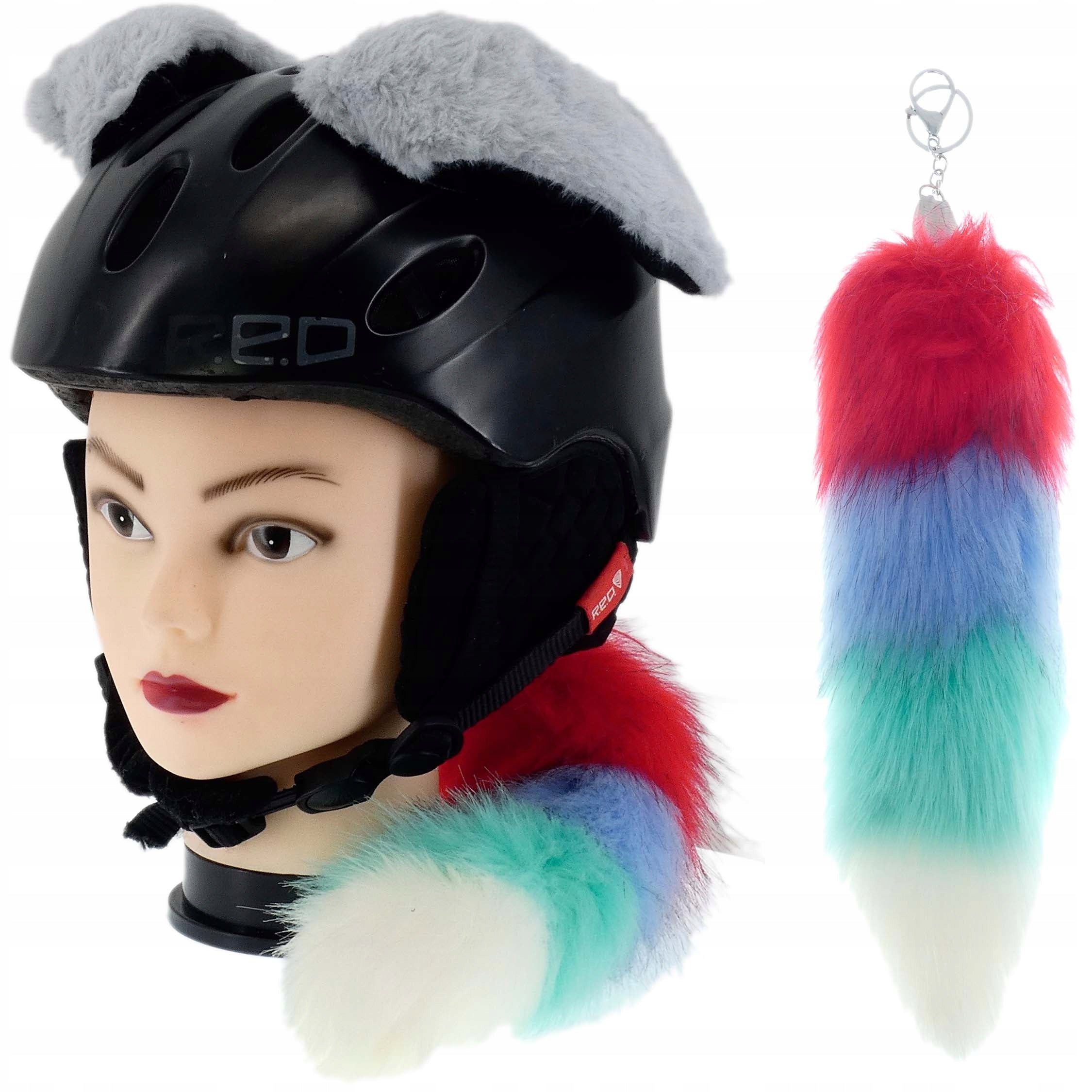 VELCRO SKI HELMET ORNAMENT EARS GREY KITA GLOWING LED COLOR F