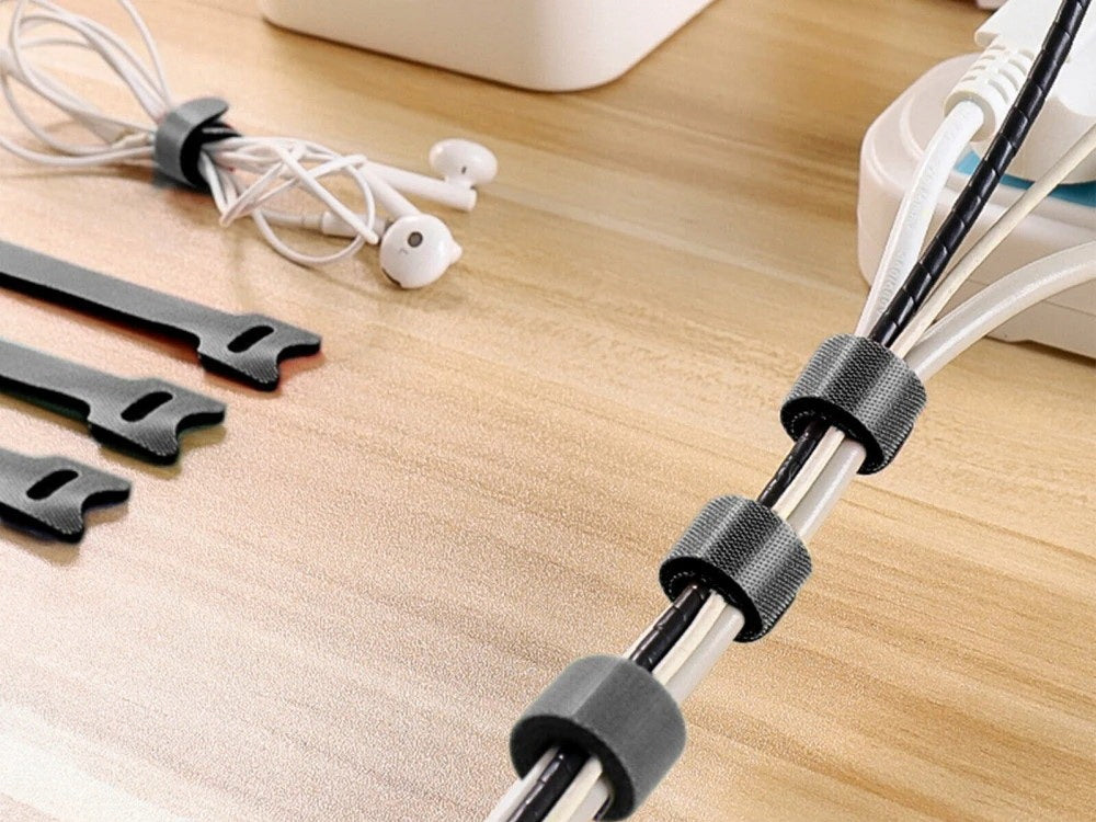 VELCRO TAPE CABLE ORGANIZER CLAMPING BAND 18cm BLACK 50 pcs Manufacturer code TAŚMA RZEP ORGANIZER KABLI OPASKA ZACISK F042