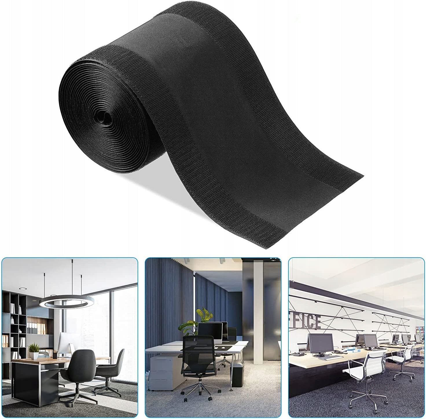 VELCRO TAPE CARPET CABLE GRILLE WIRE ORGANIZER 1m Manufacturer code WCT-10-1M-BLACK