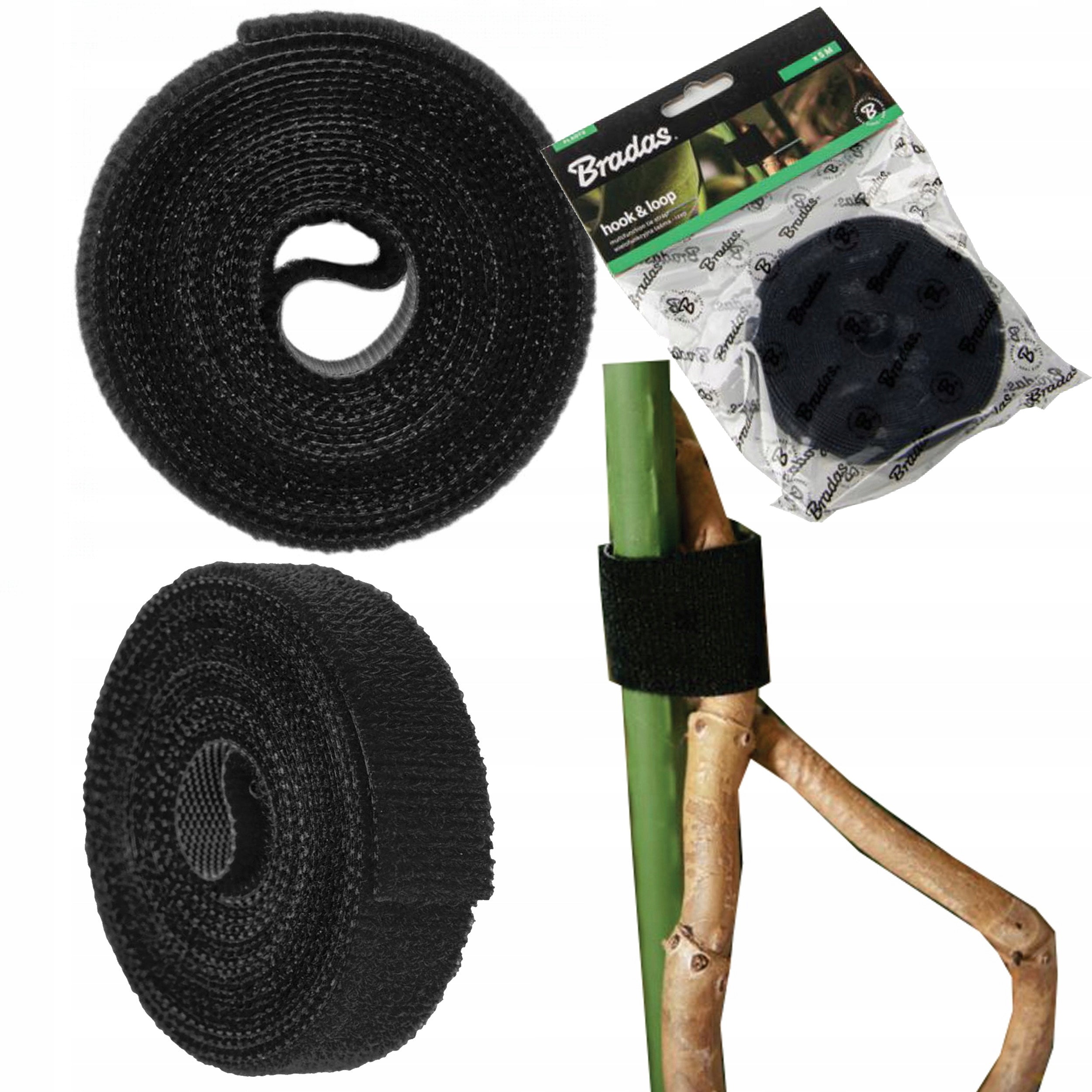 VELCRO TAPE FOR FIXING PLANT BINDING REUSABLE BLACK 12,5mm 2m