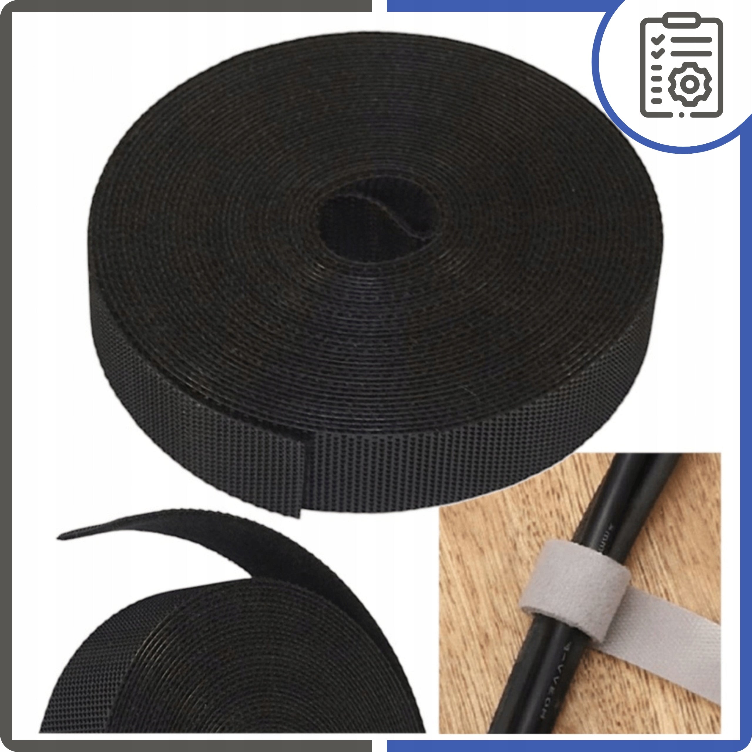 VELCRO TAPE Velcro Band For Fastening Cables For Wires Black 5m Packaging status original