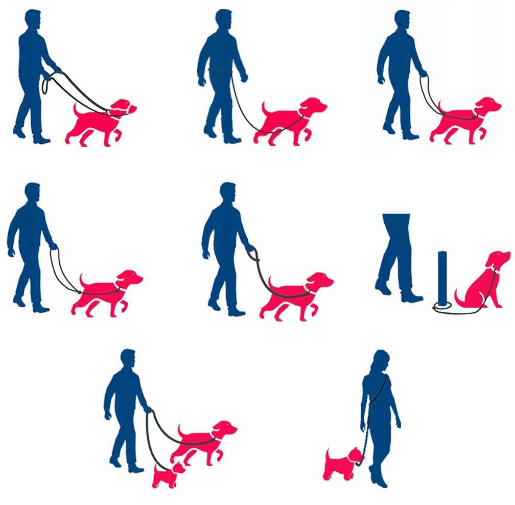 VELOUR ADJUSTABLE DOG LEASH FOR TRAINING WALK VELOUR - 3m Material fabric
