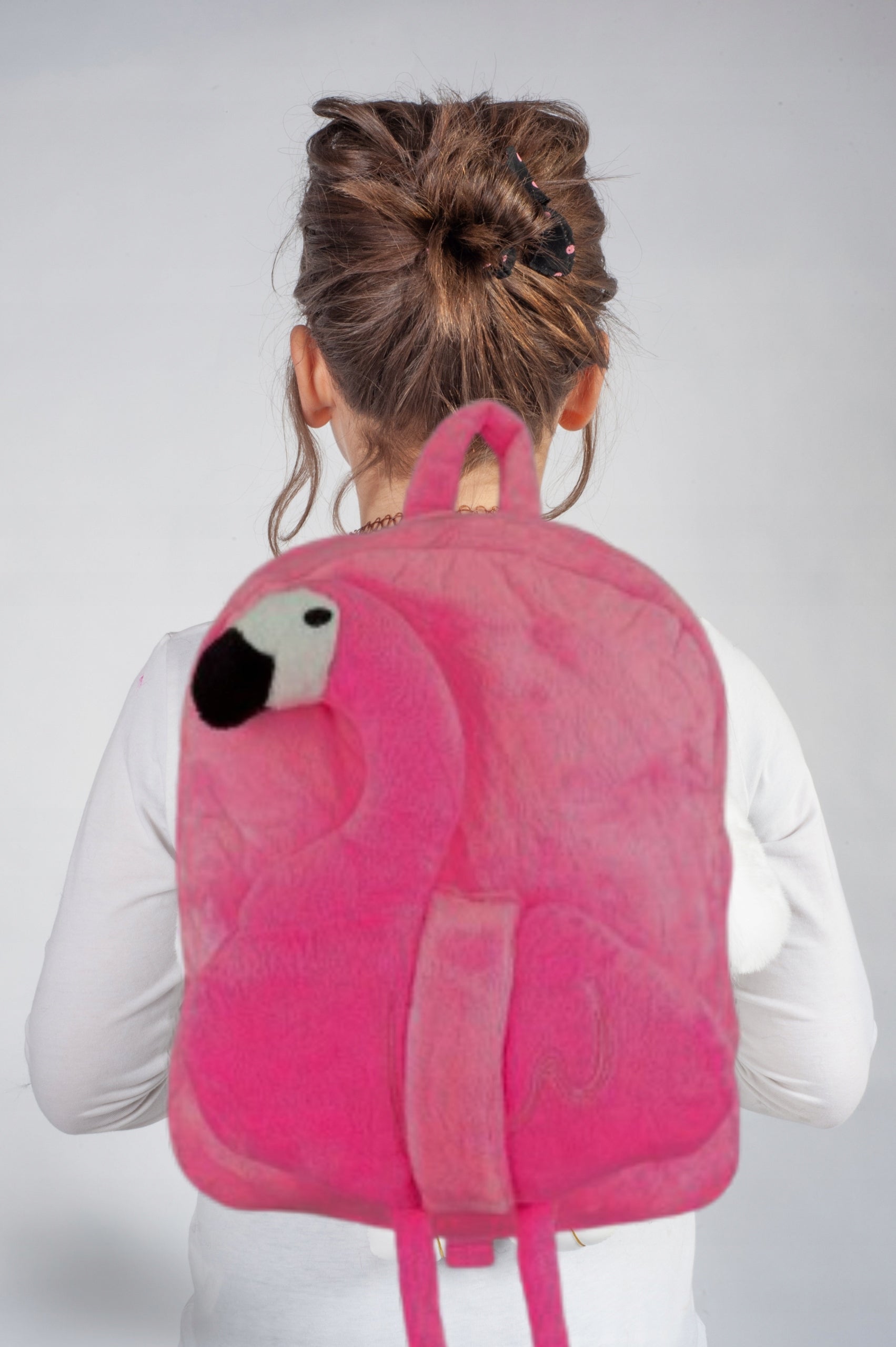 VELOUR BACKPACK WITH FLAMINGO PLUSH E0725 EMAJ