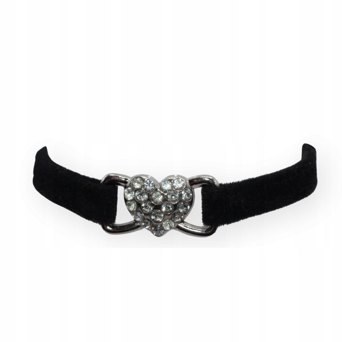 VELOUR COLLAR FOR DOG HEART RHINESTONES 32 CM ADJUSTABLE STYLISH 4 COLORS