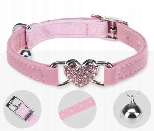 VELOUR COLLAR WITH HEART CRYSTALS DIAMONDS HEART FOR CAT DOG YORK Manufacturer code Zdongwulingdangxiangquan1134