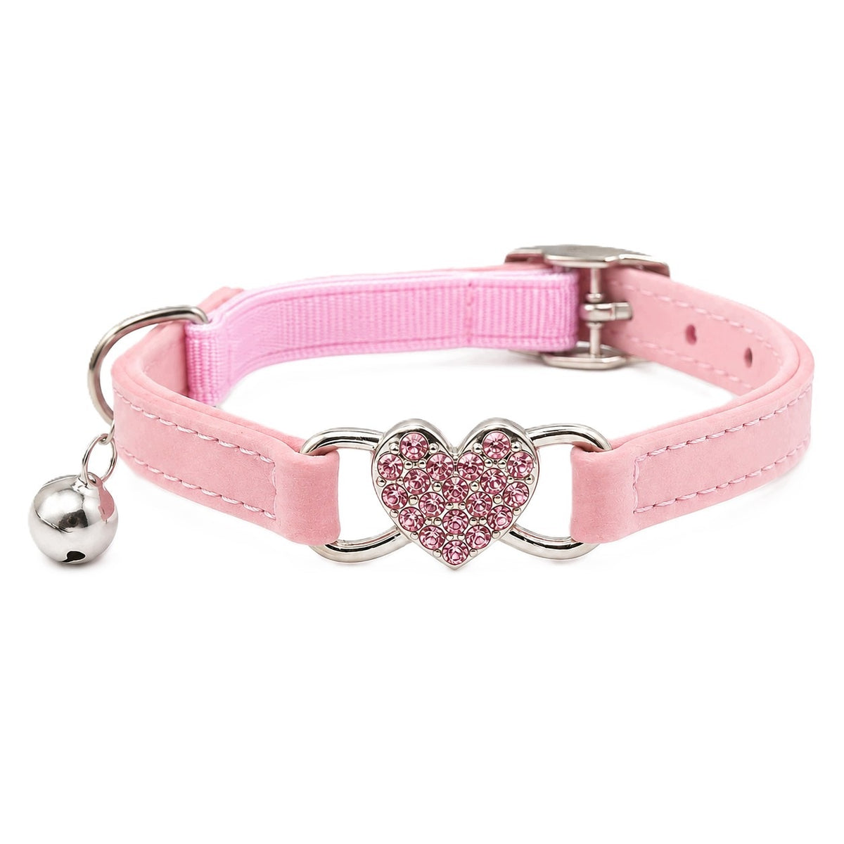 VELOUR COLLAR WITH HEART CRYSTALS DIAMONDS HEART FOR CAT DOG YORK