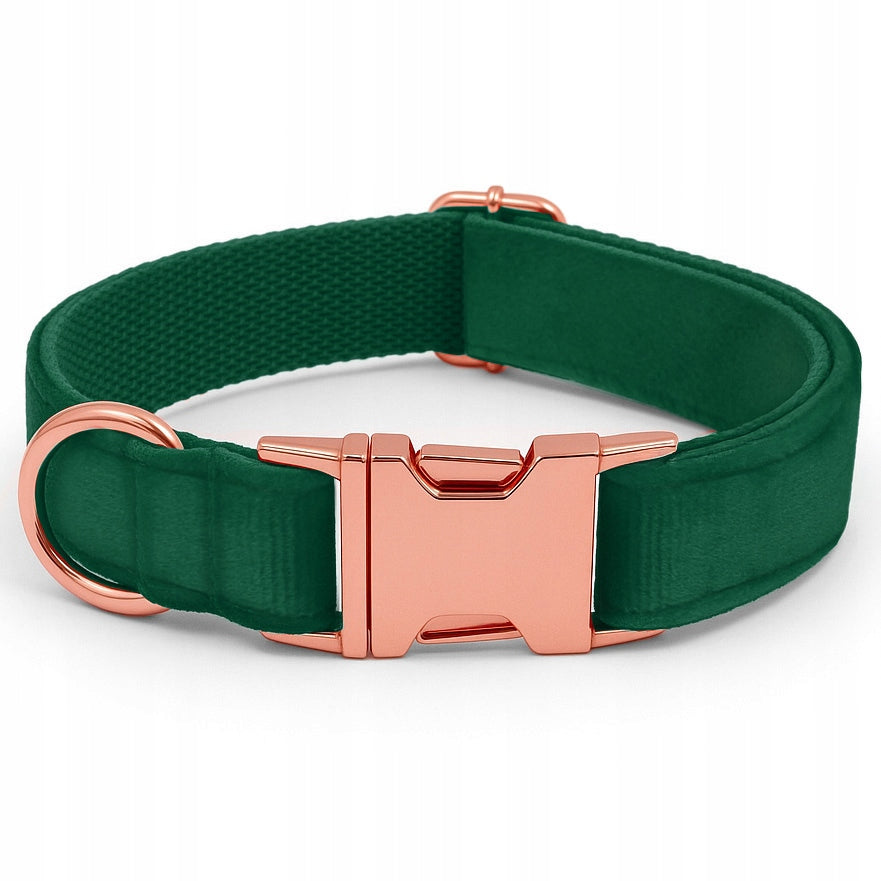 VELOUR DOG COLLAR SOFT ADJUSTABLE VELOUR + ROSE GOLD 28-48cm S/M Manufacturer code OBR.CLASSIC.GREEN.S-M