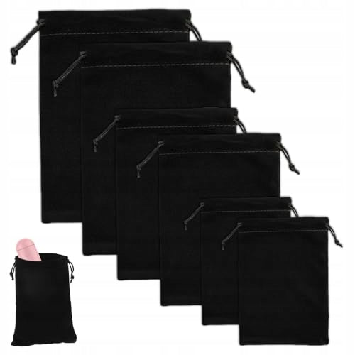 VELVET BAGS BLACK SET OF 6 JEWELRY GIFT WEDDING FOR Wedding Brand no brand