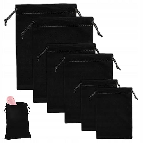 VELVET BAGS BLACK SET OF 6 JEWELRY GIFT WEDDING FOR Wedding