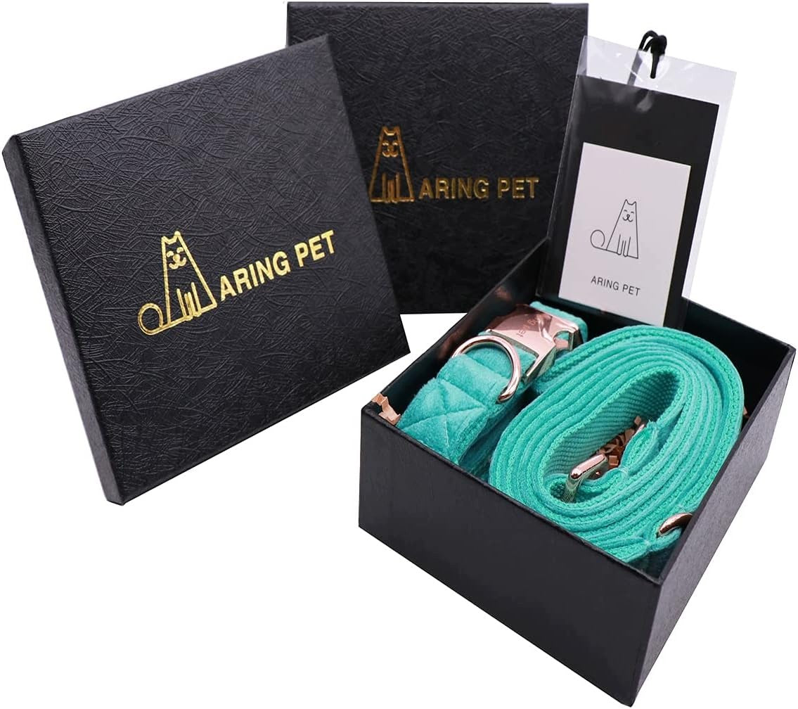 VELVET DOG COLLAR AND LEASH ADJUSTABLE SIZE M Packaging status original
