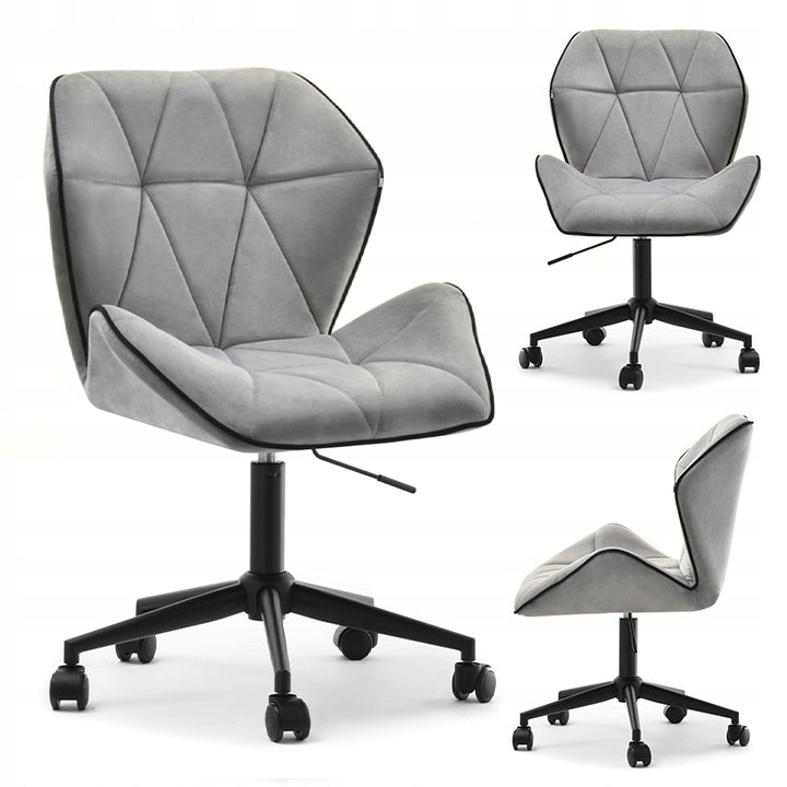 VELVET GREY SWIVEL CHAIR FOR OFFICE HEIGHT ADJUSTMENT VELO MOVE BLACK