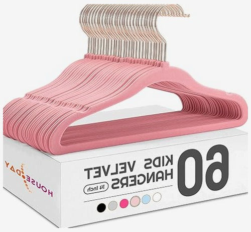 VELVET HANGERS FOR CHILDREN ANTI-SLIP SET OF 60 PIECES metal